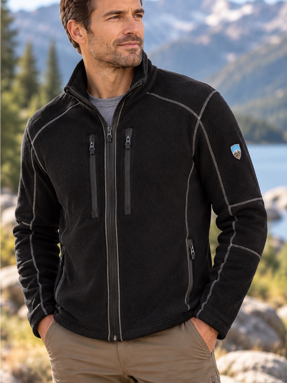 KÜHL Men’s XL Black Full Zip Fleece Jacket Born in the Mountains Outdoor